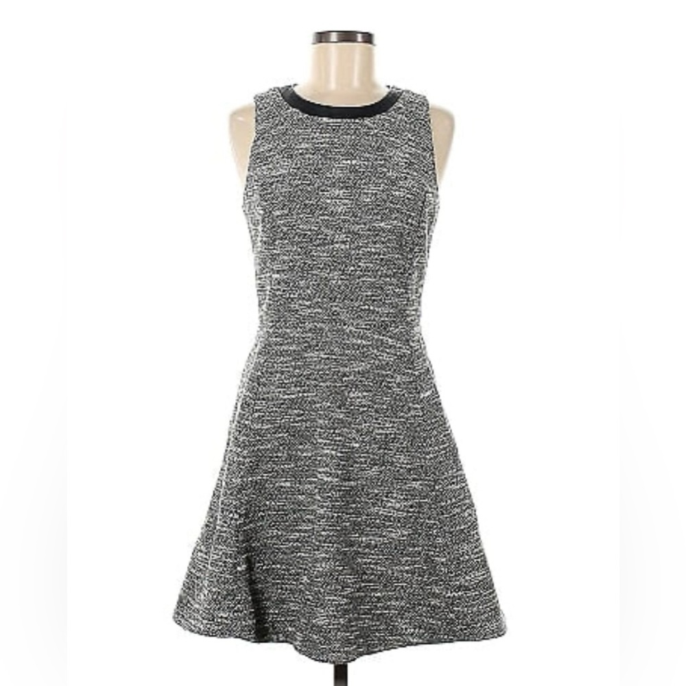 Banana Republic Factory Faux Leather Collar Fit & Flare Skater A-Line Dress Sz 0